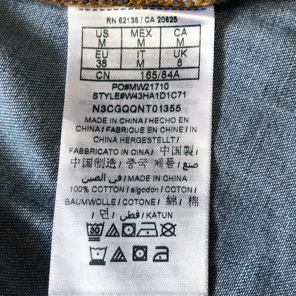 GUESS Blue Cotton Denim Snap Button-Down Shirt - S/M - Picture 5 of 8